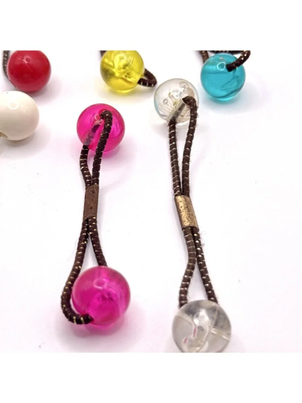 9 GOODY Vintage Ponytail Holders Twin Beads Medium Knocker Damaged Rusted #5